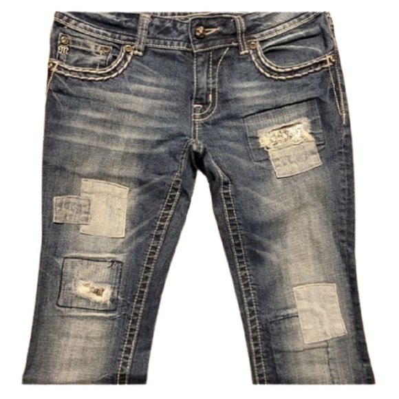 Distressed Bling Patchwork Miss Me Jeans - Picture 4 of 8